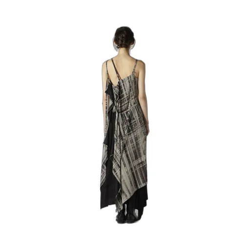Hand Drawing Plaid Print Lace Up Dress