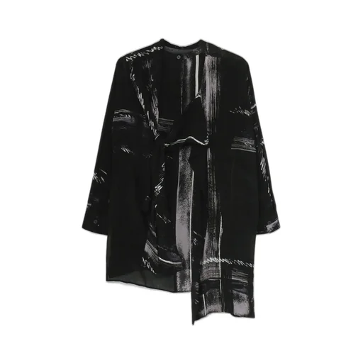 Cu/ Lawn Blurred Check Back Tie Blouse