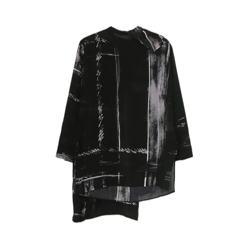 Cu/ Lawn Blurred Check Back Tie Blouse