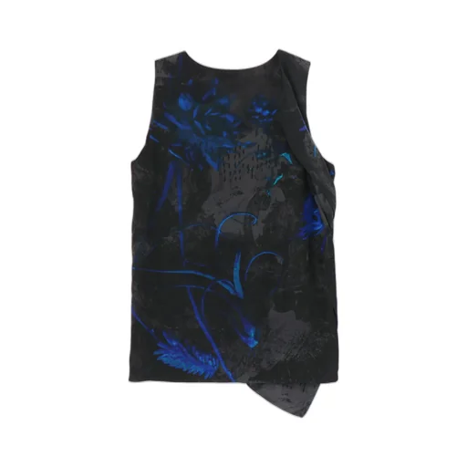 Cupro Twill Ethnic Flower Print Draped Blouse