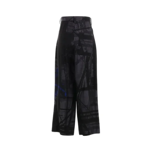 Flower&Cable Print Long Straight Pants
