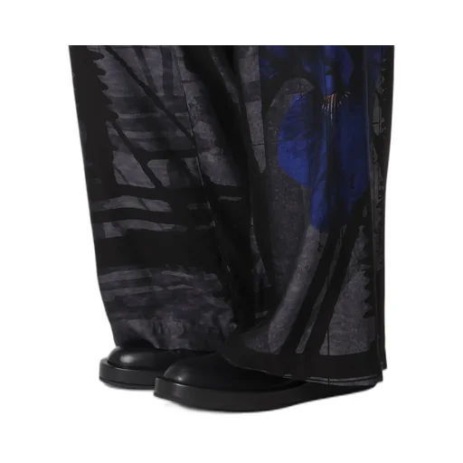 Flower&Cable Print Long Straight Pants