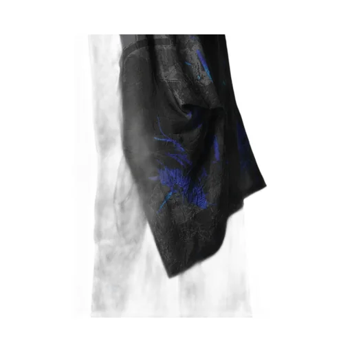 Cupro Twill Ethnic Flower Print Draped Blouse