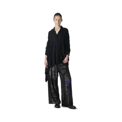 Flower&Cable Print Long Straight Pants