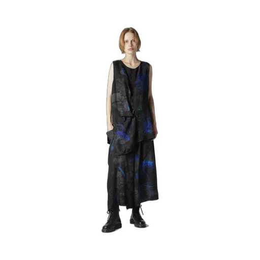 Cupro Twill Ethnic Flower Print Draped Blouse