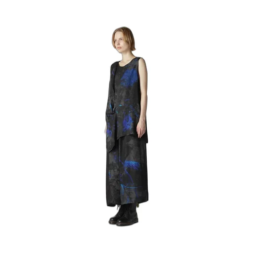 Cupro Twill Ethnic Flower Print Draped Blouse