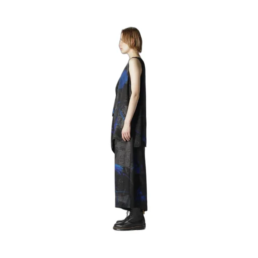 Cupro Twill Ethnic Flower Print Draped Blouse