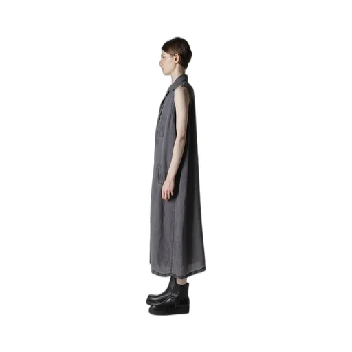 Cupro Stripe Sleeveless Shirt Dress