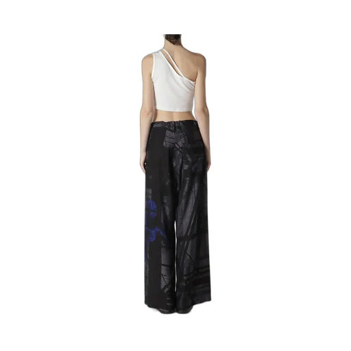 Flower&Cable Print Long Straight Pants
