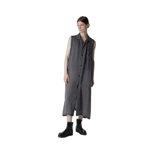 Cupro Stripe Sleeveless Shirt Dress