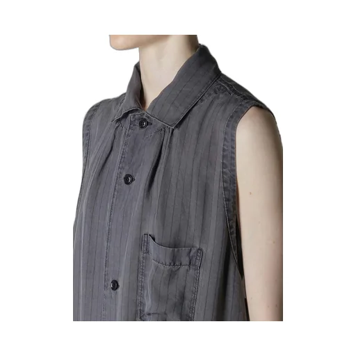 Cupro Stripe Sleeveless Shirt Dress
