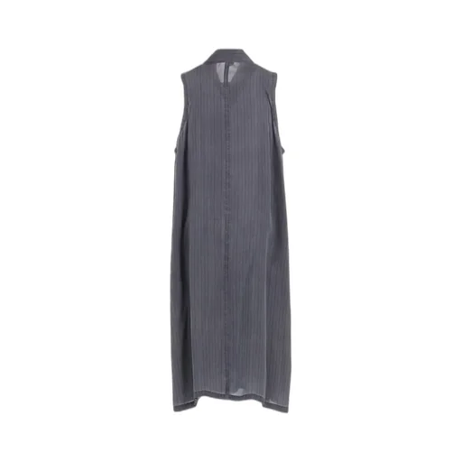 Cupro Stripe Sleeveless Shirt Dress