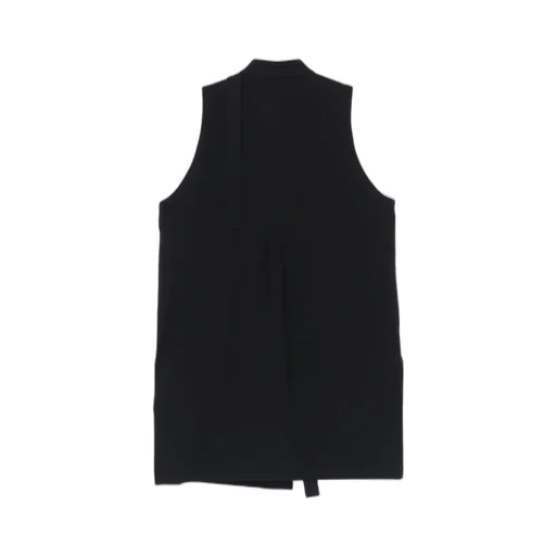 Cotton Linen Gabardine Print Bonding Asymmetry Sleeveless Blouse
