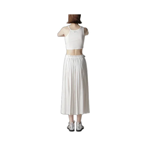 Washer Stripe Pleated Wrap Skirt