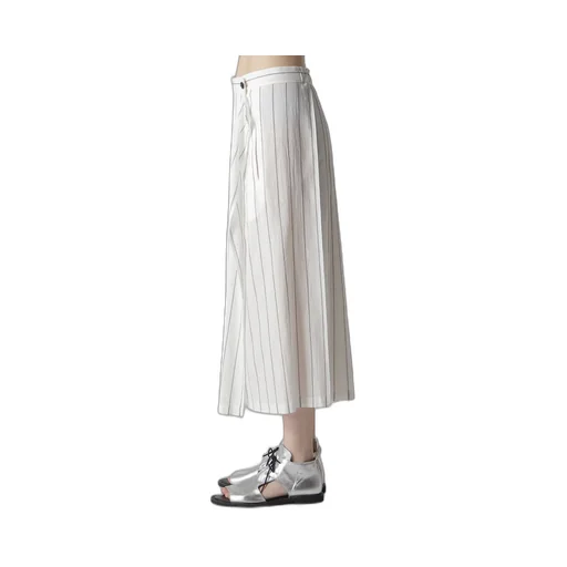 Washer Stripe Pleated Wrap Skirt