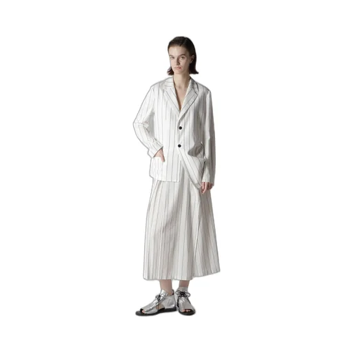 Washer Stripe Pleated Wrap Skirt