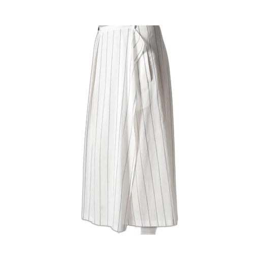 Washer Stripe Pleated Wrap Skirt