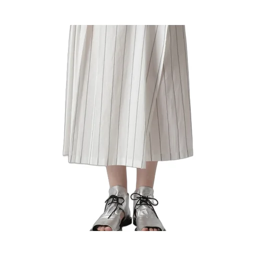 Washer Stripe Pleated Wrap Skirt