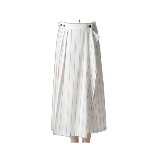 Washer Stripe Pleated Wrap Skirt