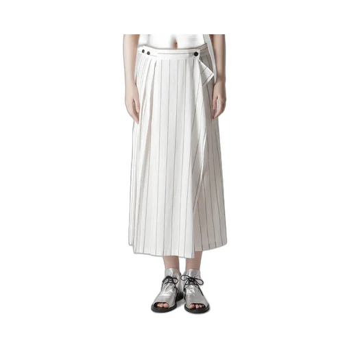 Washer Stripe Pleated Wrap Skirt
