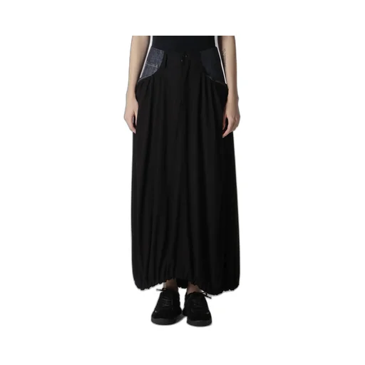 Rigid Denim Combination Skirt