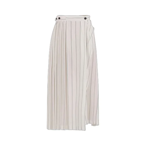 Washer Stripe Pleated Wrap Skirt