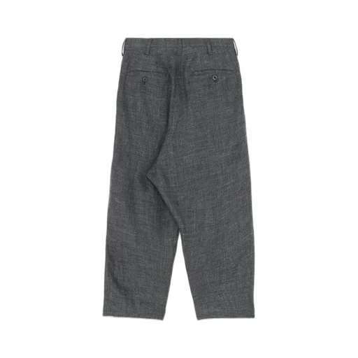 Linen Tweed Pleats Tapered Pants