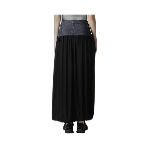 Rigid Denim Combination Skirt