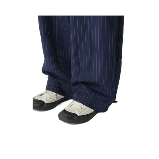 Linen Cotton Pin-Striped Uneven Dyeing 2 Tucks Pants
