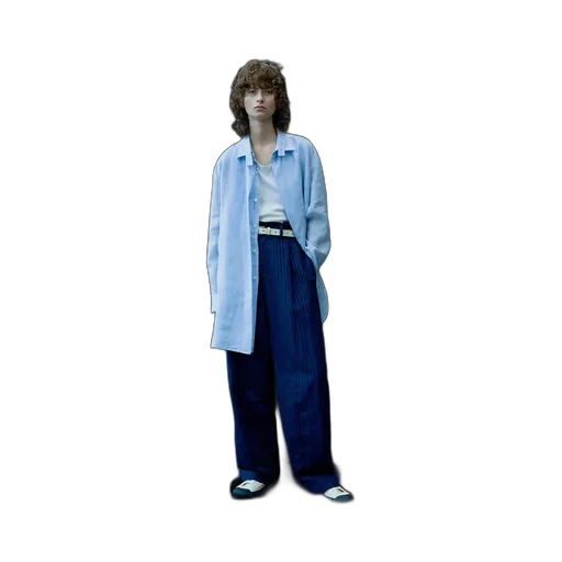 Linen Cotton Pin-Striped Uneven Dyeing 2 Tucks Pants