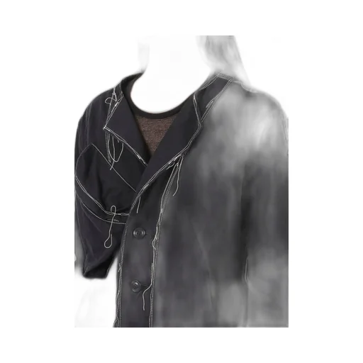Linen Cotton Canvas Random Check Dye No Collar Jacket