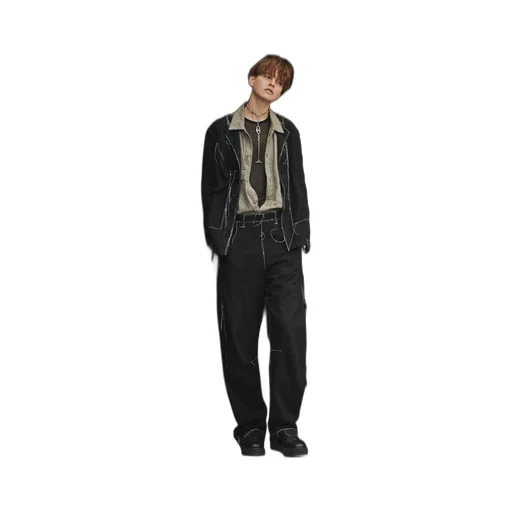Linen Cotton Canvas Random Check Dye No Collar Jacket