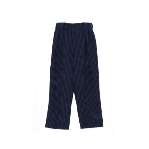 Linen Cotton Pin-Striped Uneven Dyeing 2 Tucks Pants