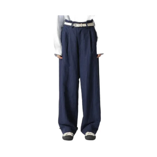 Linen Cotton Pin-Striped Uneven Dyeing 2 Tucks Pants