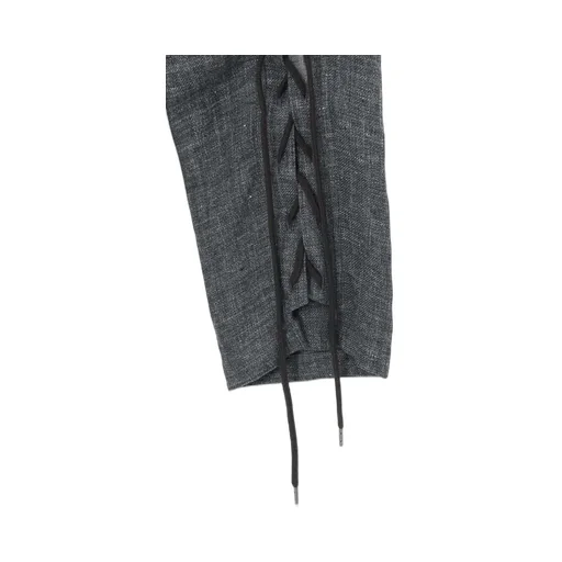 Linen Tweed Lace Up Hem Pants