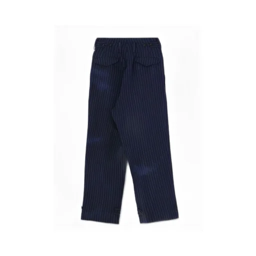 Linen Cotton Pin-Striped Uneven Dyeing 2 Tucks Pants