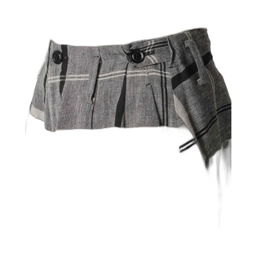 Linen/Nylon Plaid Zip Pocket Pants