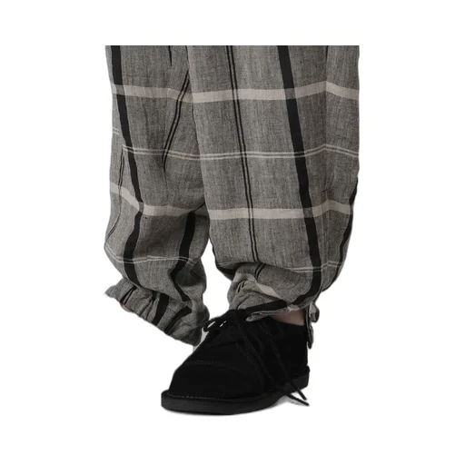 Linen/Nylon Plaid Zip Pocket Pants