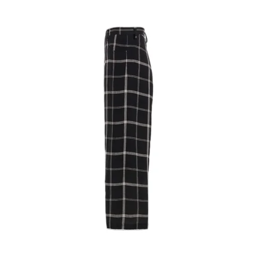 Linen/Nylon Plaid Long Straight Pants