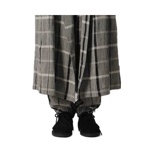 Linen/Nylon Plaid Trench Coat