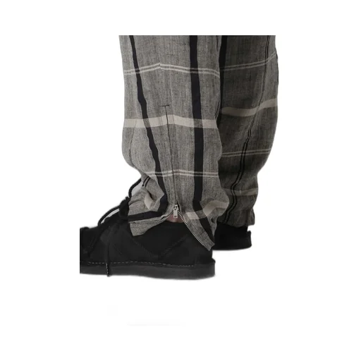 Linen/Nylon Plaid Zip Pocket Pants