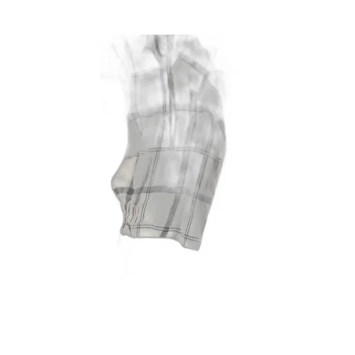 Linen/Nylon Plaid Gathered Blouse