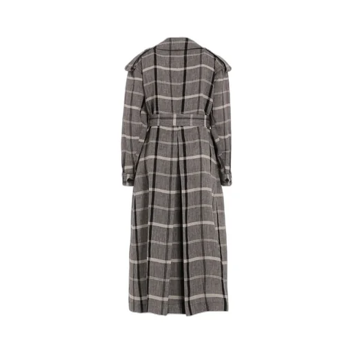 Linen/Nylon Plaid Trench Coat