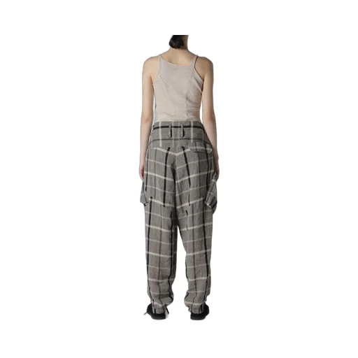 Linen/Nylon Plaid Zip Pocket Pants