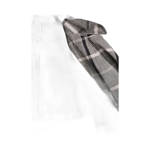 Linen/Nylon Plaid Trench Coat