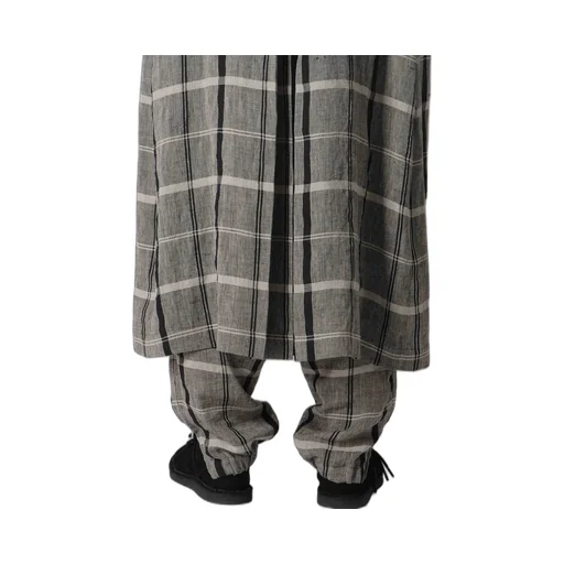 Linen/Nylon Plaid Trench Coat