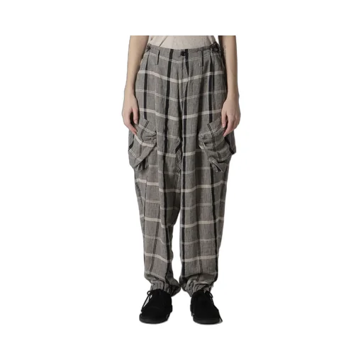 Linen/Nylon Plaid Zip Pocket Pants