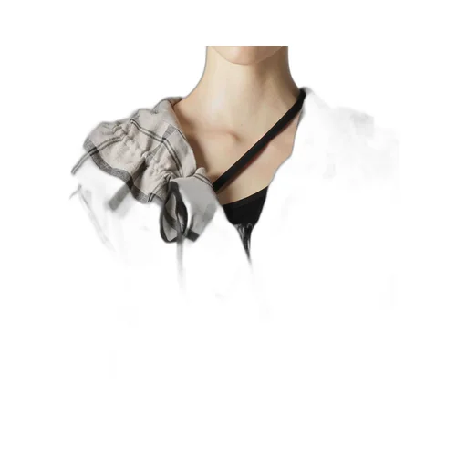 Linen/Nylon Plaid Gathered Blouse