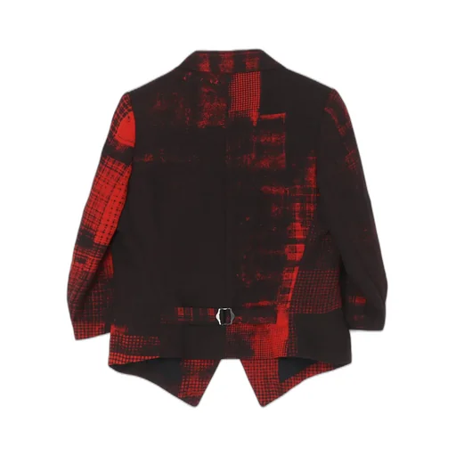 Copied Checked Print Cropped Sleeve Tail Jacket