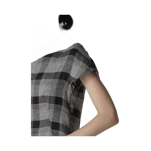 Linen/Silk Plaid Handkerchief Hem Dress